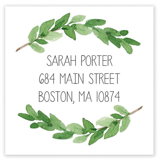 Two Sprigs Square Address Labels